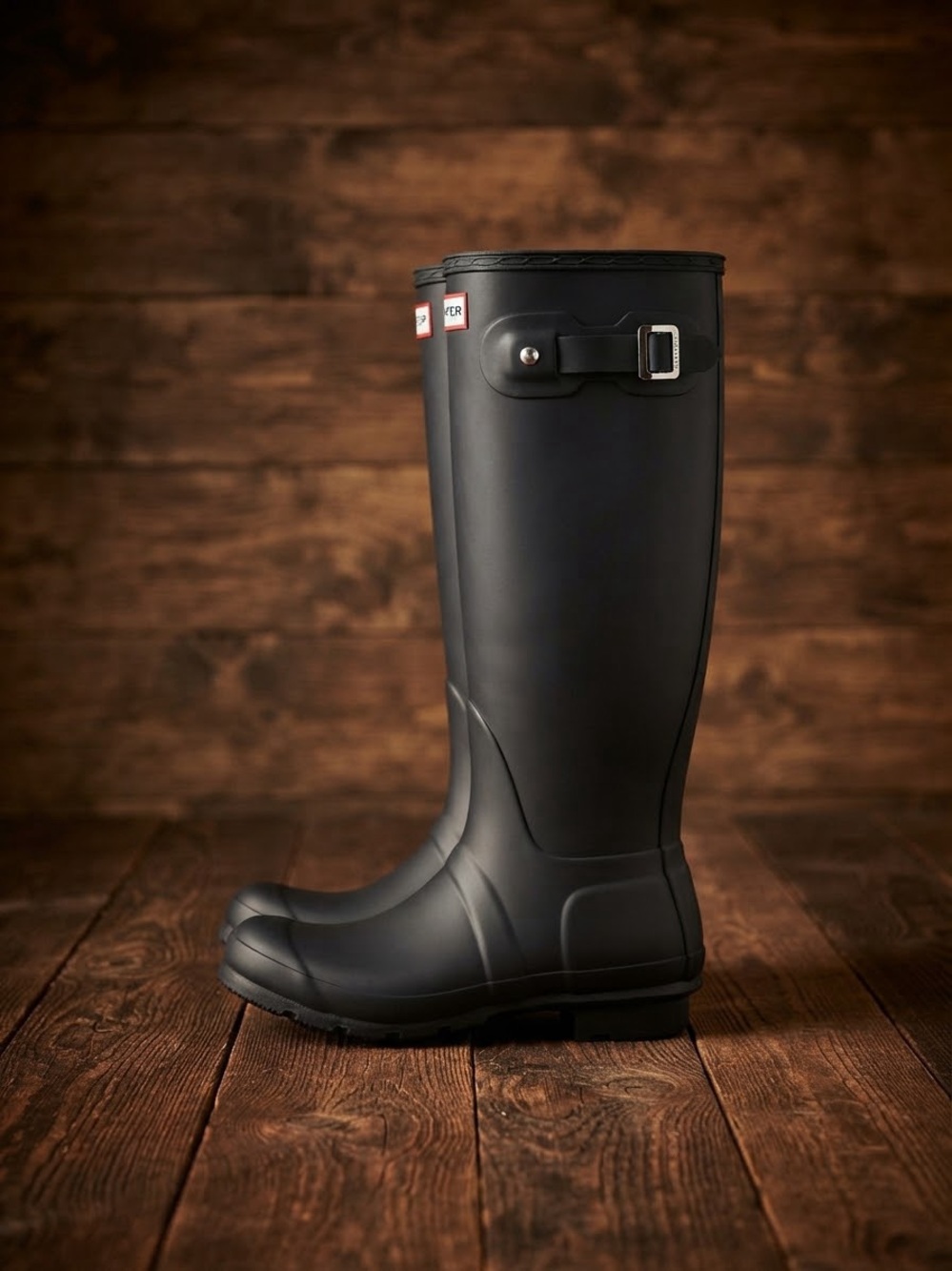 Hunter Women's Black Tall Matte Rain Boots with Side Buckle - Picture 4 of 8